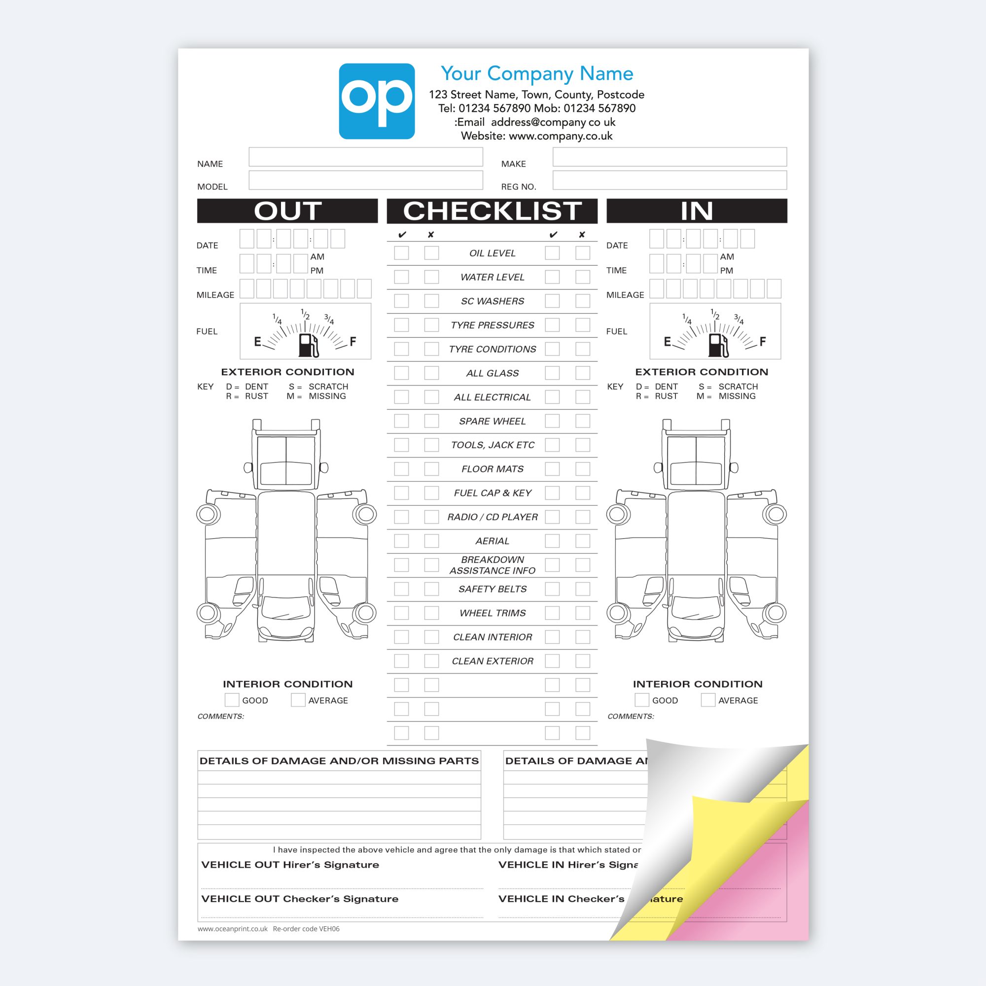 Van Damage Checklist | Oceanprint